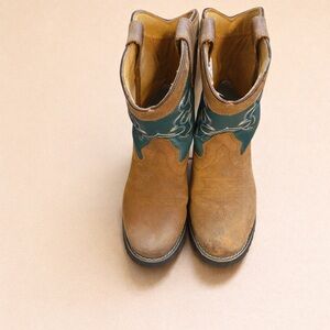 Itasca Brown and Teal Western Work Boots